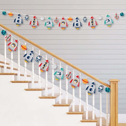 Big Dot of Happiness Blast Off to Outer Space Party DIY Decor Clothespin Garland Banner 44 Pc Perspective: back