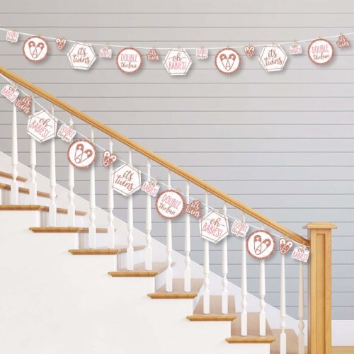 Big Dot of Happiness It's Twin Girls - Baby Shower DIY Decor Clothespin Garland Banner 44 Pc Perspective: back