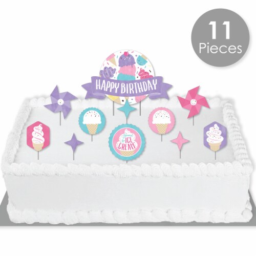 Big Dot of Happiness Scoop Up the Fun Ice Cream - Birthday Decor Kit - Cake Topper Set 11 Pc Perspective: back