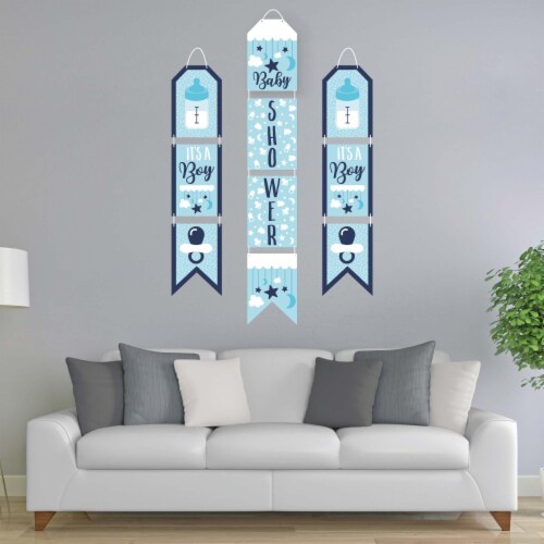 Big Dot of Happiness It's a Boy - Hanging Vertical Banners - Baby Shower Indoor Door Decor Perspective: back