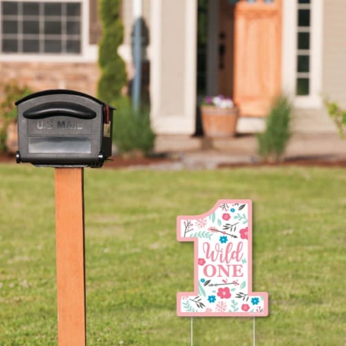 Big Dot of Happiness She's a Wild One - Outdoor Lawn Boho Floral Party Yard Sign - 1 Pc Perspective: back