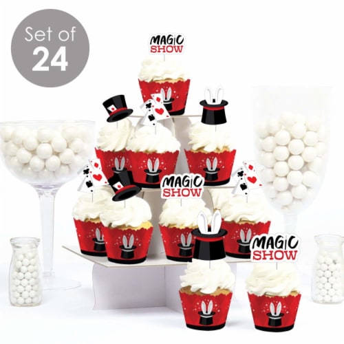 Big Dot of Happiness Ta-Da, Magic Show Decor - Cupcake Wrappers & Treat Picks Kit 24 Ct Perspective: back