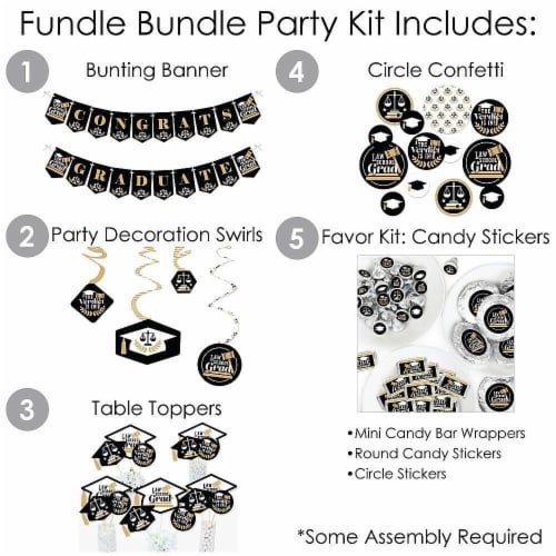 Big Dot of Happiness Law School Grad Future Lawyer Party Supplies Decor Kit Fundle Bundle Perspective: back