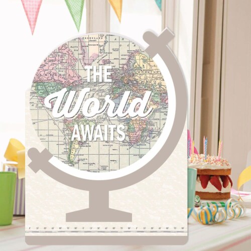 Big Dot of Happiness World Awaits Congratulations Giant Greeting Card Shaped Jumborific Card Perspective: back