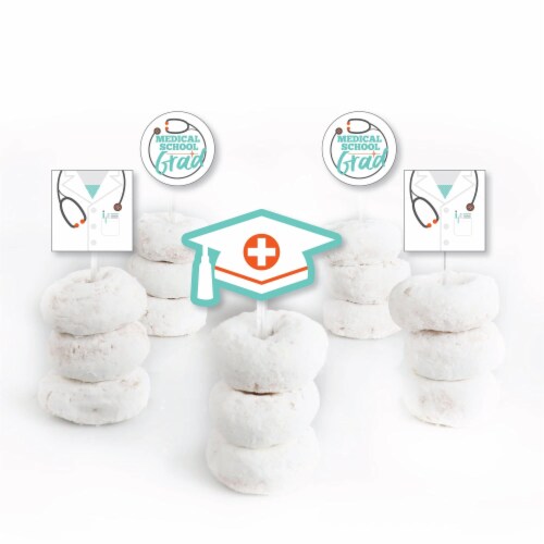 Big Dot of Happiness Medical School Grad - Cupcake Toppers Doctor Clear Treat Picks - 24 Ct Perspective: back