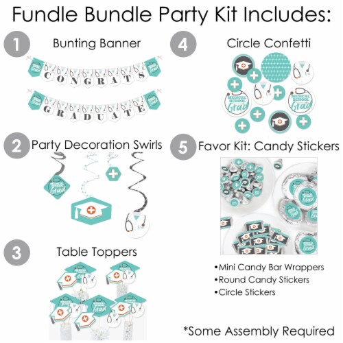 Big Dot of Happiness Medical School Grad - Doctor Party Supplies Decor Kit - Fundle Bundle Perspective: back
