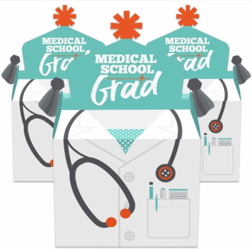 Big Dot of Happiness Medical School Grad Treat Box Favors Doctor Grad Party Gable Boxes 12 Ct Perspective: back