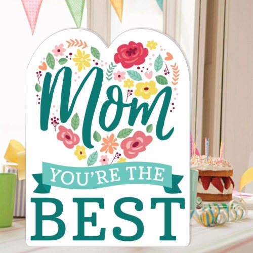 Big Dot of Happiness Colorful Floral Happy Mother's Day Giant Greeting Shaped Jumborific Card Perspective: back