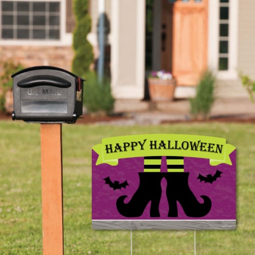 Big Dot of Happiness Happy Halloween - Witch Party Yard Sign Lawn Decor - Party Yardy Sign Perspective: back