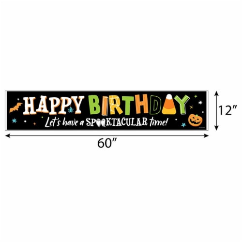Big Dot of Happiness Jack-O'-Lantern Halloween - Happy Birthday Kids Decorations Party Banner Perspective: back