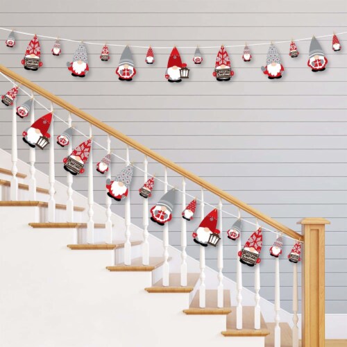 Big Dot of Happiness Christmas Gnomes - Holiday Party Decor - Clothespin Garland Banner 44 Pc Perspective: back