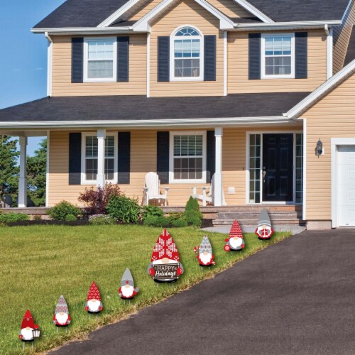 Big Dot of Happiness Christmas Gnomes - Outdoor Lawn Decor - Holiday Party Yard Signs 8 Ct Perspective: back