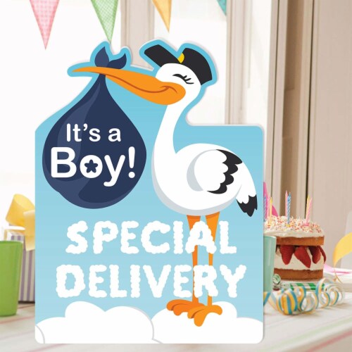 Big Dot of Happiness Boy Special Delivery Congratulations Giant Greeting Card Jumborific Card Perspective: back
