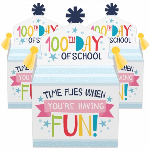 Big Dot of Happiness Happy 100th Day of School Treat Party Favors 100 Days Gable Boxes 12 Ct Perspective: back