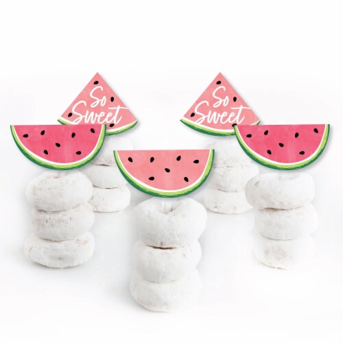 Big Dot of Happiness Sweet Watermelon Cupcake Toppers Fruit Party Clear Treat Picks 24 Ct Perspective: back