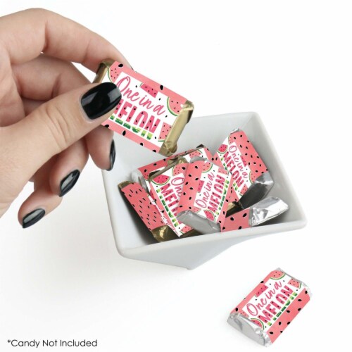 Big Dot of Happiness Sweet Watermelon - Mini Candy Bar Wrapper Stickers - Party Favors 40 Ct Perspective: back