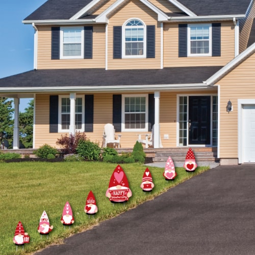 Big Dot of Happiness Valentine Gnomes - Outdoor Lawn Decor - Valentine’s Day Yard Signs 8 Ct Perspective: back