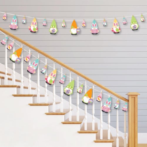 Big Dot of Happiness Easter Gnomes - Bunny Party DIY Decor Clothespin Garland Banner 44 Pc Perspective: back