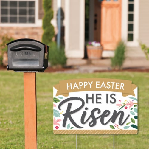 Big Dot of Happiness Religious Easter Lawn Decor Happy Easter He is Risen Party Yardy Sign Perspective: back