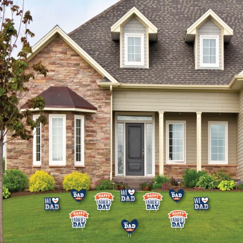 Big Dot of Happiness Happy Father's Day Lawn Decor Outdoor We Love Dad Party Yard Decor 10 Pc Perspective: back