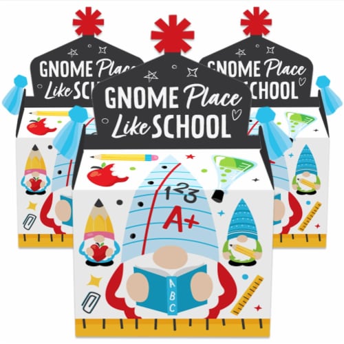 Big Dot of Happiness School Gnomes Treat Party Favors Teacher & Classroom Gable Boxes 12 Ct Perspective: back
