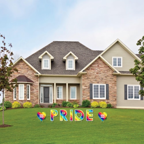 Big Dot of Happiness Love is Love - Pride - Lawn Decor Rainbow Yard Signs Pride Perspective: back