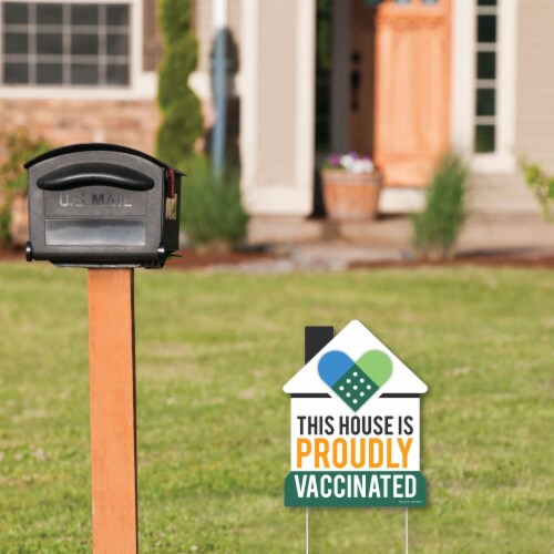 Big Dot of Happiness Proudly Vaccinated - Outdoor Lawn Sign - Vaccine Yard Sign - 1 Pc Perspective: back
