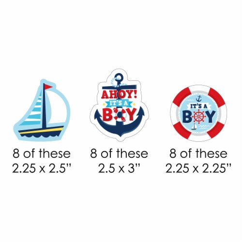 Big Dot of Happiness Ahoy It's a Boy - DIY Shaped Nautical Baby Shower Cut-Outs - 24 Ct Perspective: back
