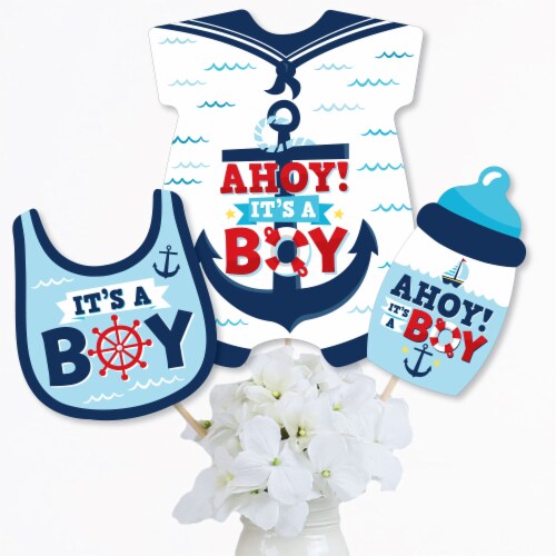 Big Dot of Happiness Ahoy It's a Boy - Nautical Baby Shower Centerpiece - Table Toppers 15 Ct Perspective: back