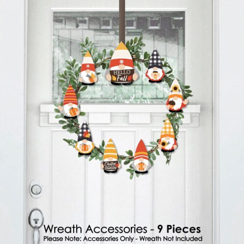 Big Dot of Happiness Fall Gnomes - Harvest Front Door Decor - DIY Accessories for Wreath 9 Pc Perspective: back