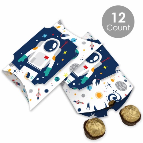 Big Dot of Happiness Blast Off to Outer Space Favor Gift Boxes Party Large Pillow Boxes 12 Ct Perspective: back