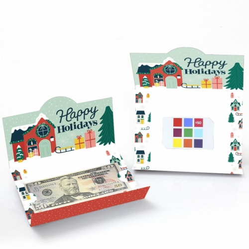 Big Dot of Happiness Christmas Village - Holiday Winter Houses Money & Gift Card Holders 8 Ct Perspective: back