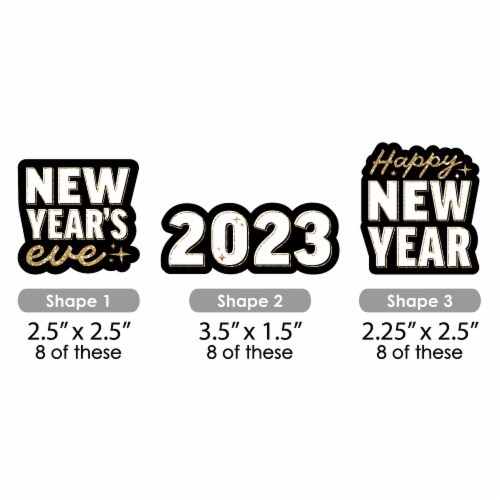 Big Dot of Happiness Hello New Year - DIY Shaped 2023 NYE Party Cut-Outs - 24 Ct Perspective: back