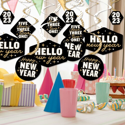 Big Dot of Happiness Hello New Year - 2023 NYE Party Hanging Decor - Party Decor Swirls 40 Ct Perspective: back
