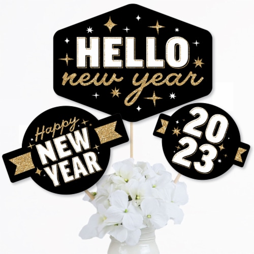 Big Dot of Happiness Hello New Year - 2023 NYE Party Centerpiece Sticks - Table Toppers 15 Ct Perspective: back