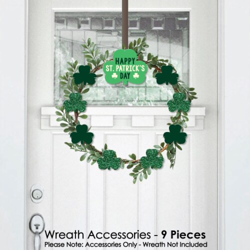 Big Dot of Happiness St. Patrick's Day Saint Patty's Party Door Decor Wreath Accessories 9 Pc Perspective: back