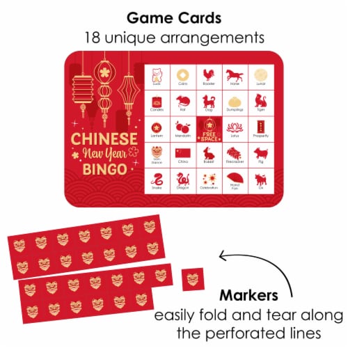 Big Dot of Happiness Chinese Lanterns 2023 Lunar New Year Game Scratch Off Fortune Card 22 Ct Perspective: back