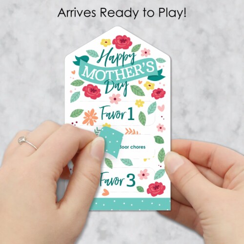 Big Dot of Happiness Colorful Floral Happy Mother's Day Game - Kids Coupon Pull Tabs - 12 Ct Perspective: back