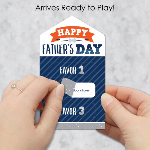 Big Dot of Happiness Happy Father's Day Party Game Pickle Cards - Kids Coupon Pull Tabs 12 Ct Perspective: back