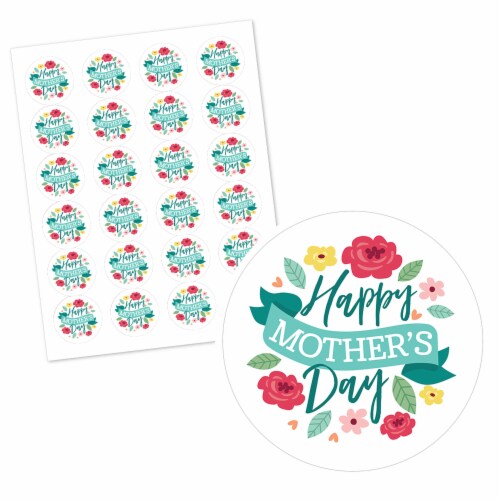 Big Dot of Happiness Colorful Floral Happy Mother's Day Mom Party Circle Sticker Labels 24 Ct Perspective: back