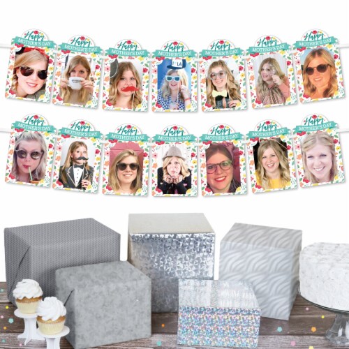 Big Dot of Happiness Colorful Floral Happy Mother's Day Decor - Picture Display Photo Banner Perspective: back