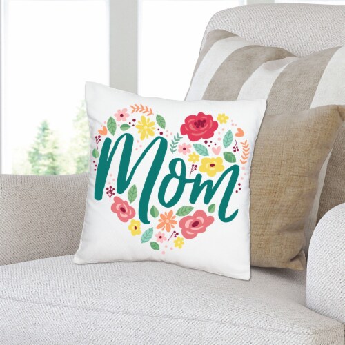 Big Dot of Happiness Colorful Floral Happy Mother's Day - Canvas Throw Pillow Cover 16 x 16 Perspective: back