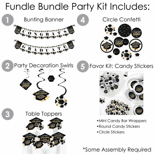 Big Dot of Happiness Goodbye High School, Hello College Grad Party Supplies Kit Fundle Bundle Perspective: back