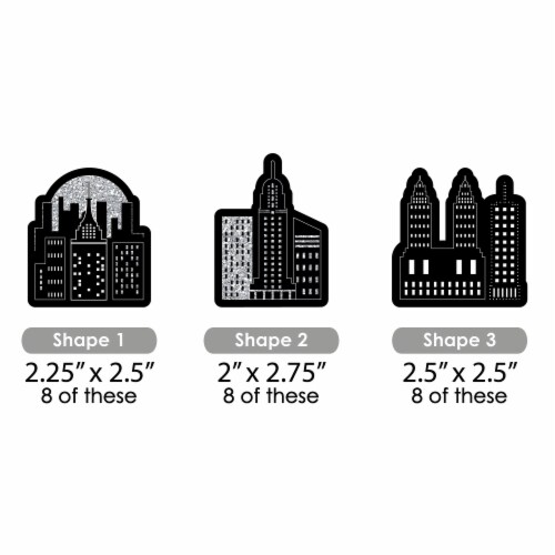 Big Dot of Happiness Nighttime City Skyline - New York Party Striped Paper Decor Straws 24 Ct Perspective: back