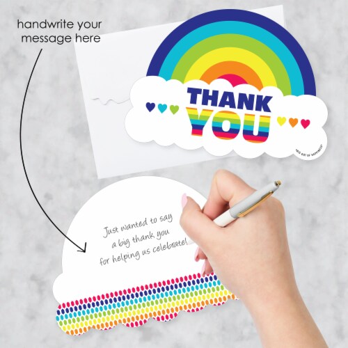 Big Dot of Happiness Love is Love - Gay Pride LGBTQ Shaped Thank You Cards & Envelopes 12 Ct Perspective: back