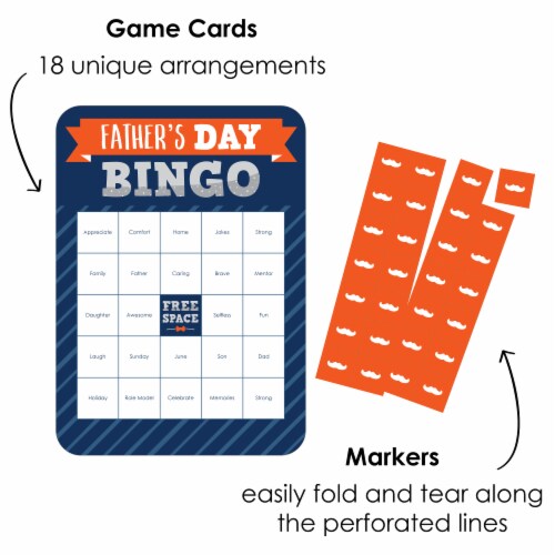 Big Dot of Happiness Happy Father's Day - Cards & Markers We Love Dad Party Bingo Game 18 Ct Perspective: back