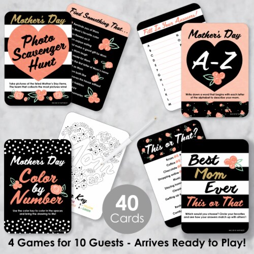 Big Dot of Happiness Best Mom Ever 4 Mother's Day Party Games 10 Cards Each Gamerific Bundle Perspective: back