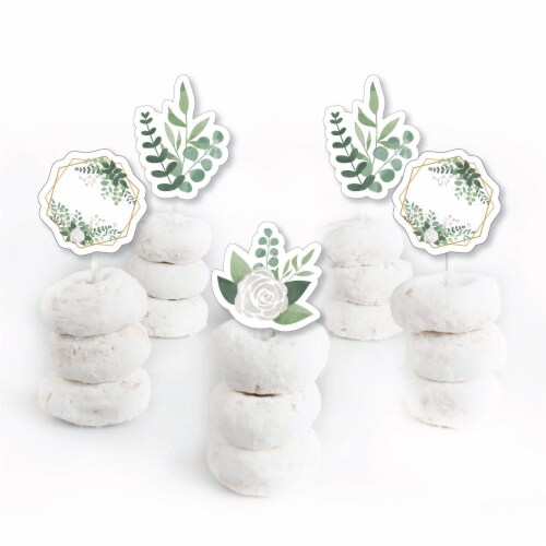 Big Dot of Happiness Boho Botanical Cupcake Toppers Greenery Party Clear Treat Picks Ct Perspective: back