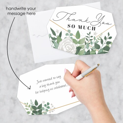 Big Dot of Happiness Boho Botanical - Shaped Greenery Party Thank You Cards & Envelopes 12 Ct Perspective: back