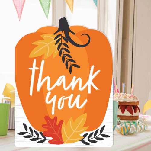 Big Dot of Happiness Fall Pumpkin Thank You Giant Greeting Shaped Jumborific Card 16.5 x 22 Perspective: back